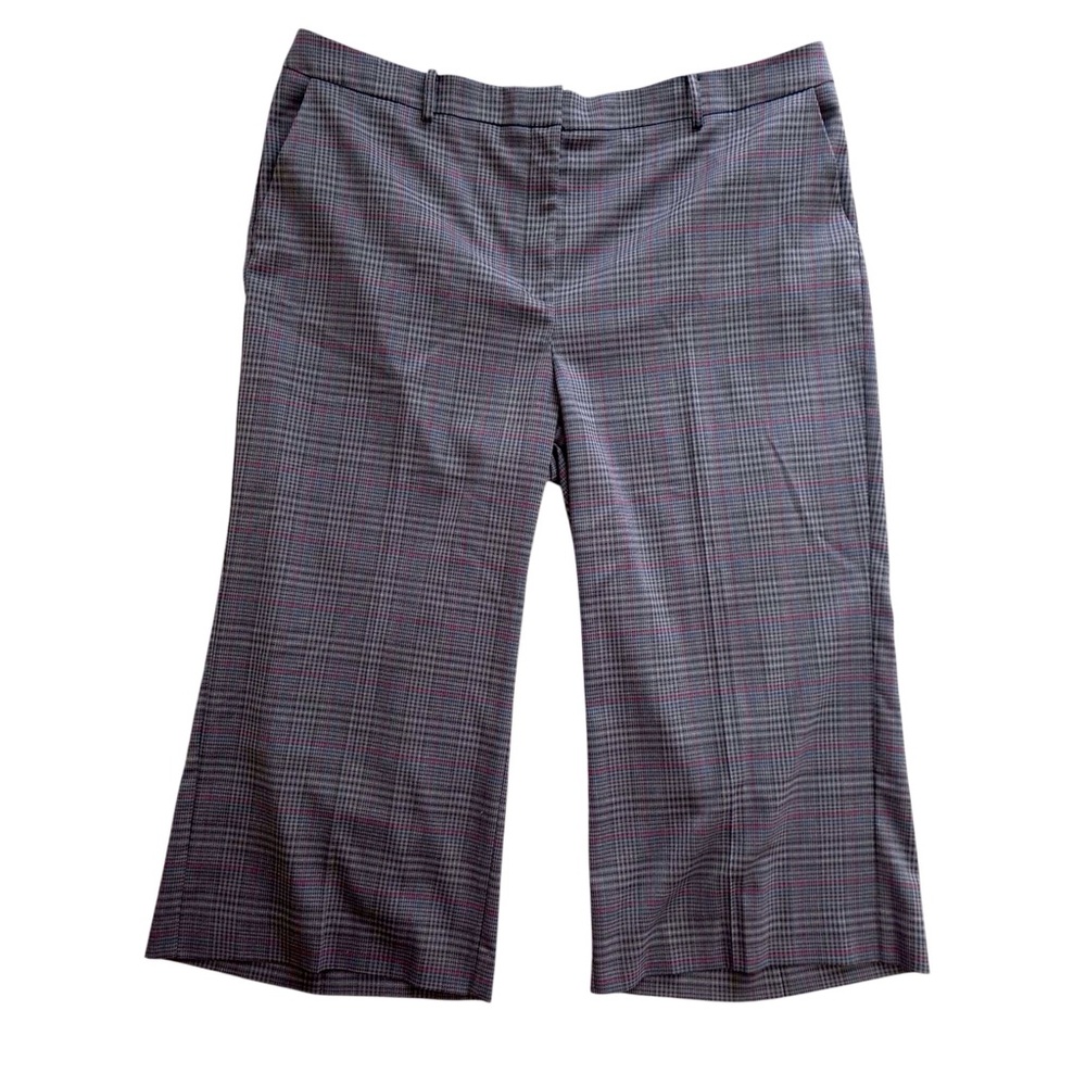 Vince Camuto Pants Wide Leg Crop Gray Glen Check Trouser Size 22W - Picture 2 of 6